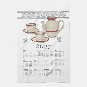 Tea Towel Calendar 2027 Cups-Teapot White