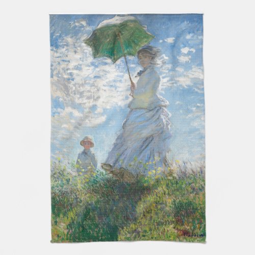 TEA TOWEL  CLAUDE MONET  WOMAN WITH PARASOL