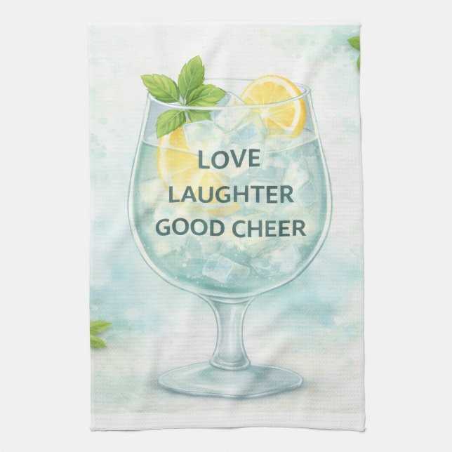Tea Towel | Gin & Tonic Lemon Mint Kitchen Gift (Vertical)