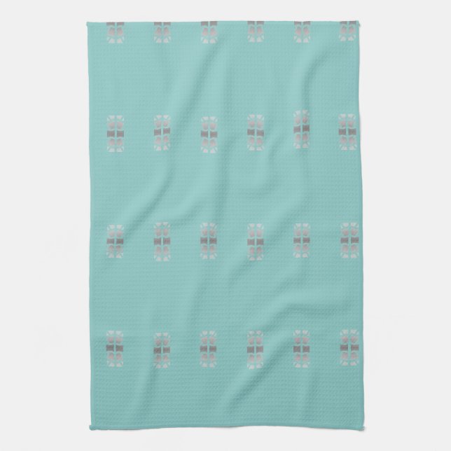 Tea-Towel In Grey And Turquoise Towel (Vertical)