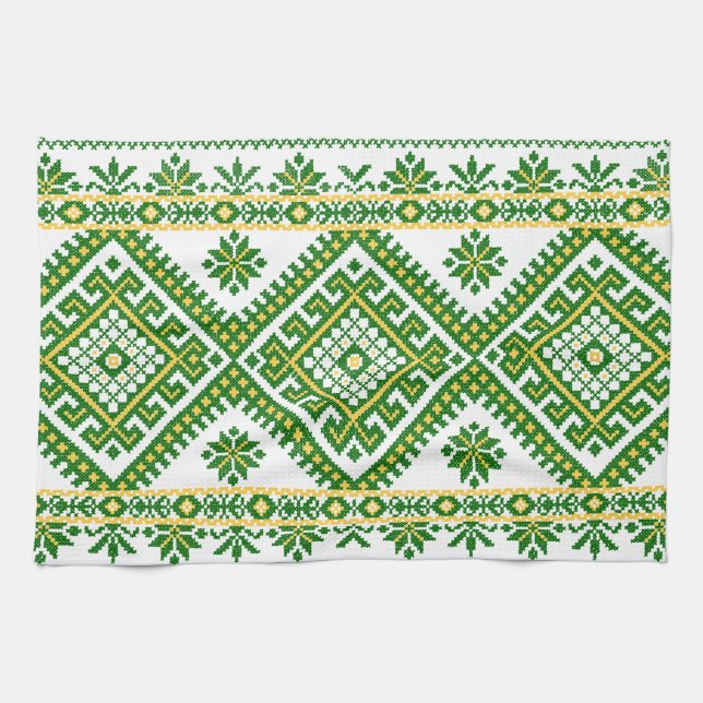 Tea Towel Ukrainian Cross Stitch Embroidery (Horizontal)