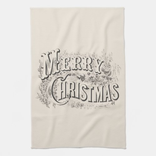 TEA TOWEL  VINTAGE MERRY CHRISTMAS 