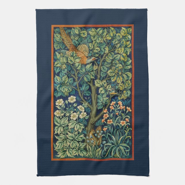 TEA TOWEL : WILLIAM MORRIS : THE PHEASANT (Vertical)