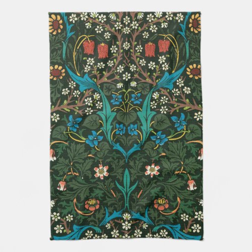 TEA TOWEL WITH WILLIAM MORRIS TULIPS DESIGN