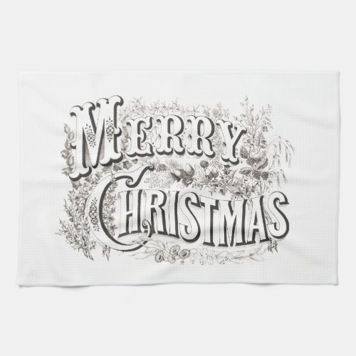 TEA TOWELWITH VINTAGE MERRY CHRISTMAS KITCHEN TOWEL