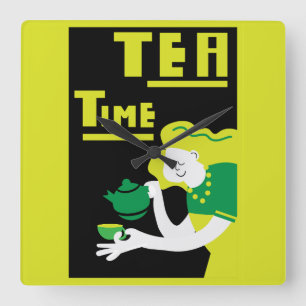 Tea Wall Art Poster Print Square Wall Clock