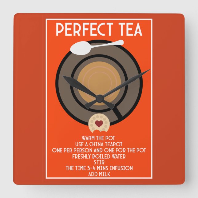 Tea Wall Art Poster Print Square Wall Clock (Front)