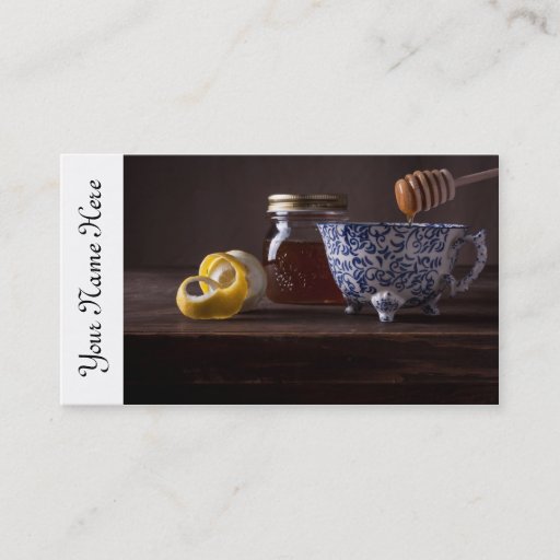 Customizable Tea with lemon and honey business card template