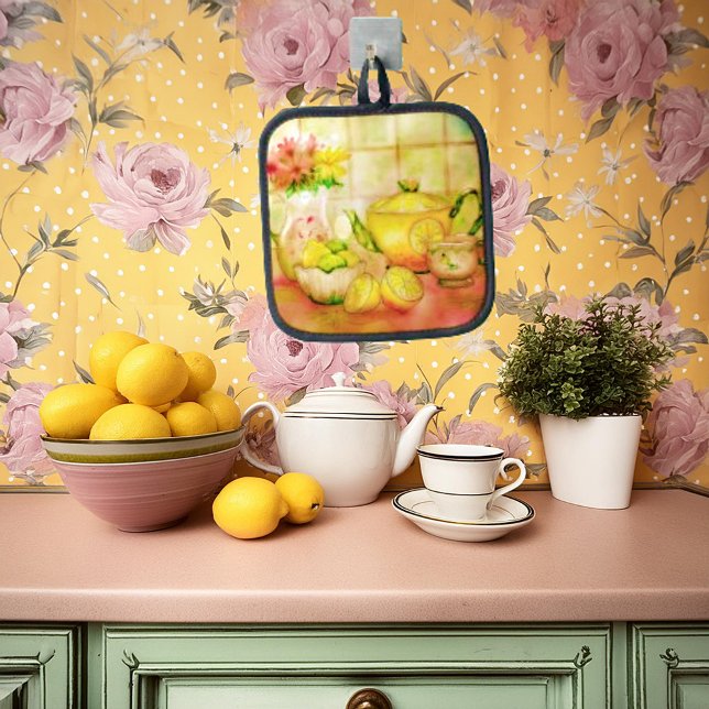Tea with lemon  oven mitt & pot holder set (Creator Uploaded)
