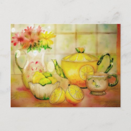 Tea with lemon postcard