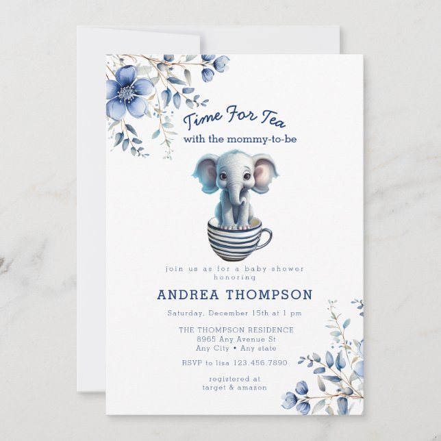  Tea with Mom | Baby Safari Animal Baby Shower  Invitation (Front)