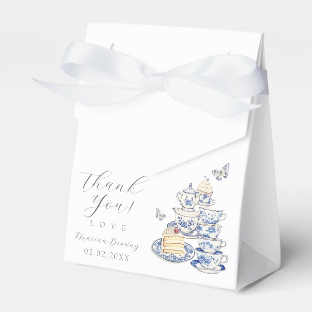 Tea with mom to be baby shower favor boxes (Front Side)