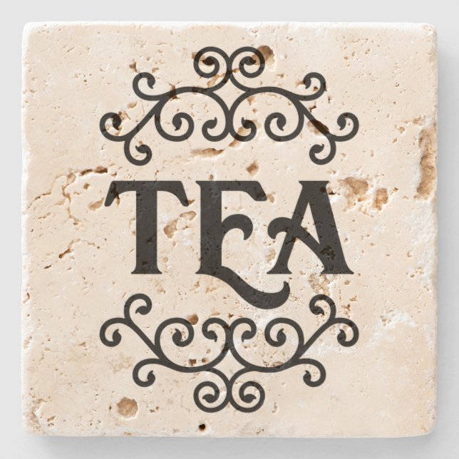 Tea with Scroll - Stone Coaster (Front)