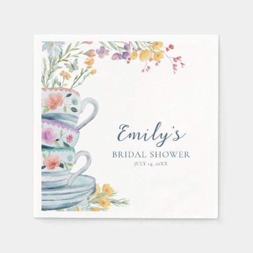Tea with the Bride-to-be Wildflower Bridal Shower Napkins