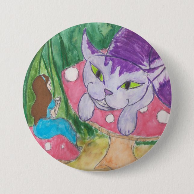 Tea with the Cheshire cat Button (Front)