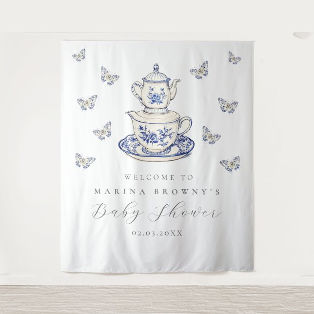 Tea with The Mom Baby Shower Photo Backdrop Sign (Front)