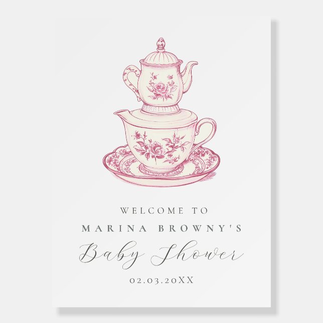 Tea with The Mom Baby Shower Welcome Sign (Front)