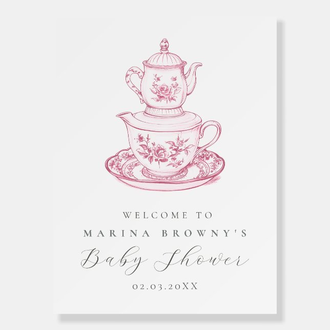 Tea with The Mom Baby Shower Welcome Sign (Front)