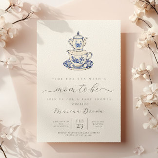 Tea with the mom to be baby shower invitation