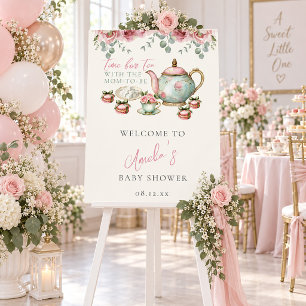Tea with the Mom-to-be Baby Shower Welcome Sign