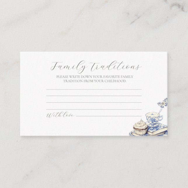 Tea with the mom to be Family Traditions Enclosure Card (Front)