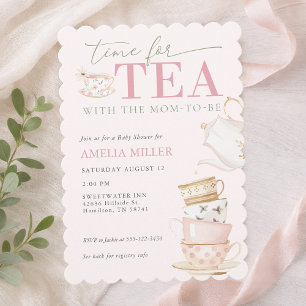 Tea with the Mom-to-be Girl Baby Shower  Invitation