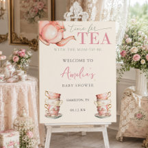 Tea with the Mom-to-be Pink Baby Shower Welcome
