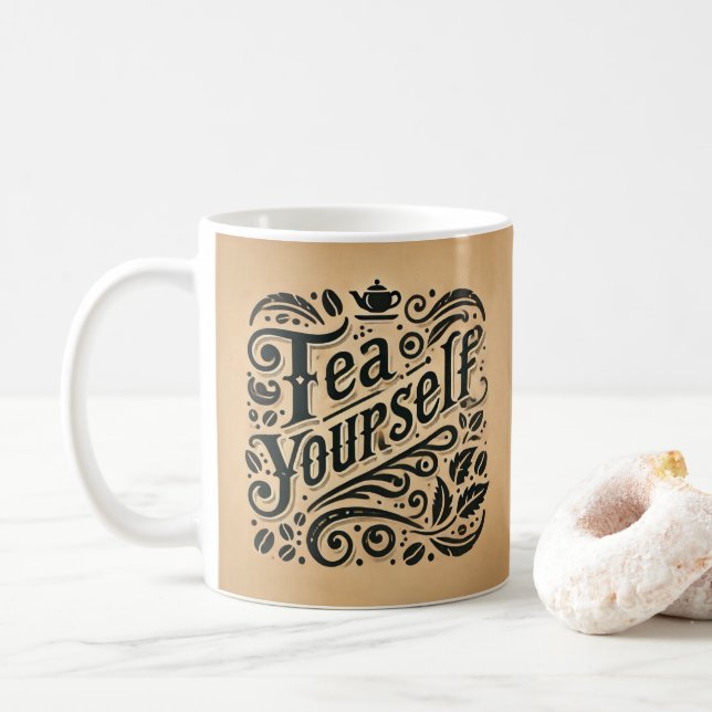 Tea Yourself – Elegant Vintage Tea Lover's Mug (With Donut)