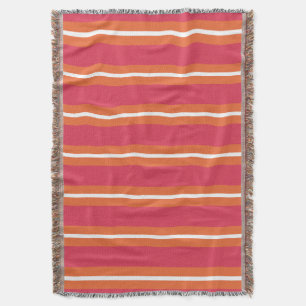 Teaberry and Mandarin Stripes Throw Blanket
