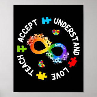 Teach Accept Understand Love Autism Awareness Infi Poster