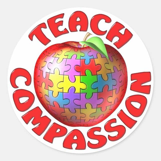 Teach Compassion Classic Round Sticker (Front)