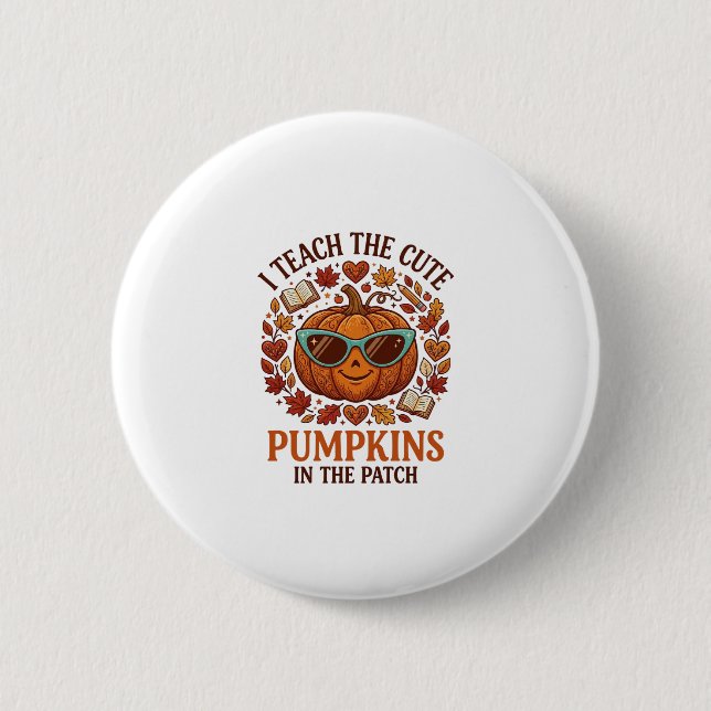 Teach Cute Pumpkins Patch Halloween Sunglasses_1 Button (Front)