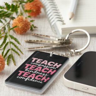 Teach Cute Teacher Life Education Inspirational  Keychain