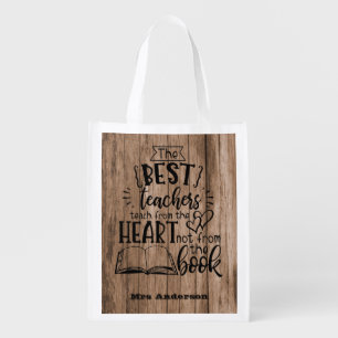 TEACH From HEART Not A BOOK TEACHERS Named Gift Grocery Bag