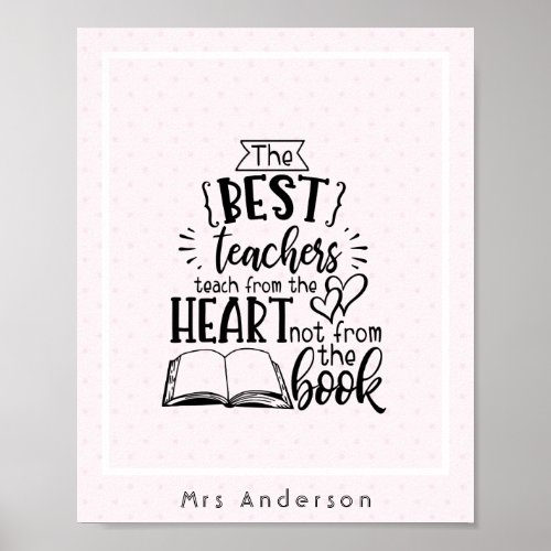 TEACH From HEART Not A BOOK TEACHERS Named Gift Poster