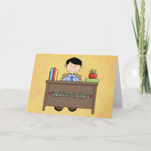 Teach From the Heart Male Teacher Appreciation Letterpress Thank You Card