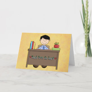 Teach From the Heart Male Teacher Appreciation Letterpress Thank You Card