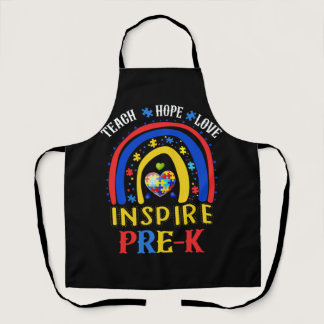 Teach Hope Love Inspire Pre-K Boho Rainbow Teacher Apron