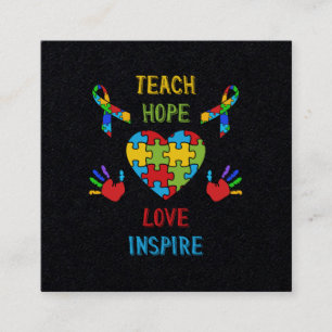 Teach Hope Love Inspire Square Business Card