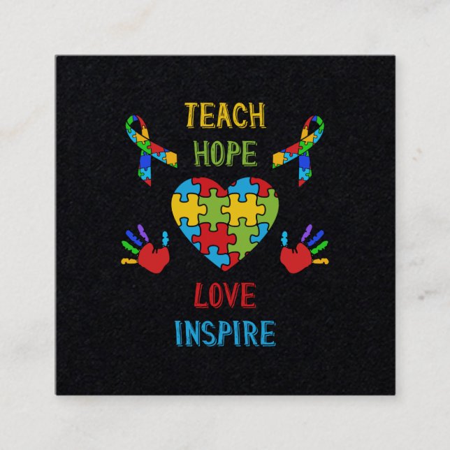 Teach Hope Love Inspire Square Business Card (Front)