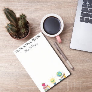 Teach Inspire Repeat, Teacher Appreciation, Custom Notepad
