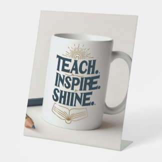 Teach. Inspire. Shine. Teacher Mug Pedestal Sign