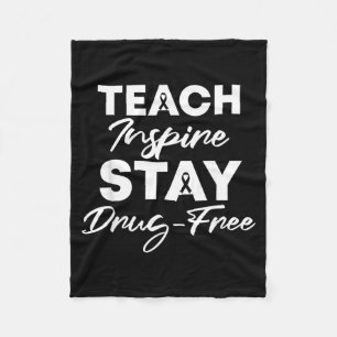 Teach Inspire Stay Drug-Free Red Ribbon Week Fleece Blanket