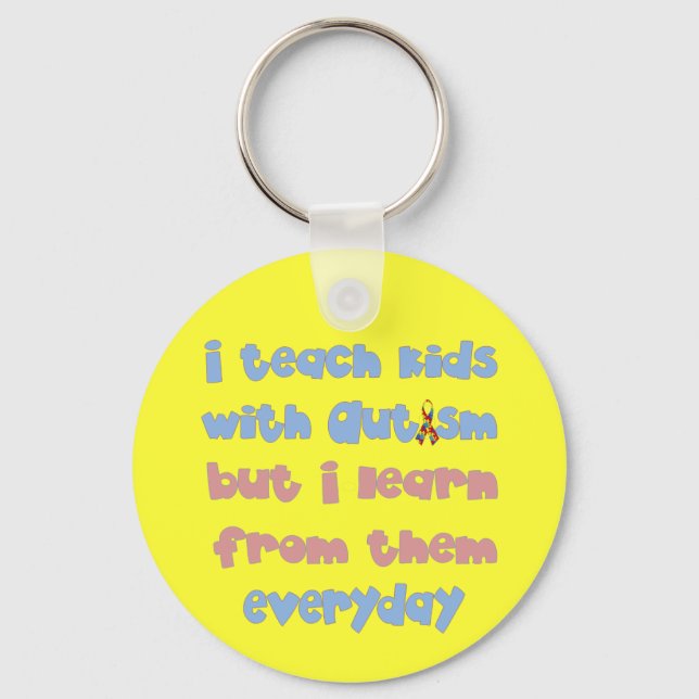 Teach Kids with Autism - Awareness Ribbon Keychain (Front)