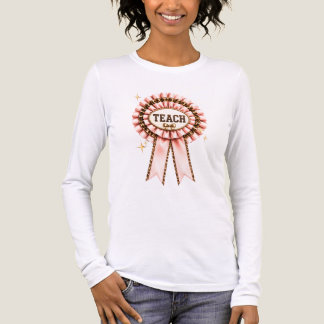 Teach Leopard Print Pink Bow Teacher T-Shirt Tri-Blend Shirt
