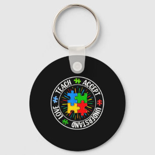 Teach Love Accept Understand Autism Awareness Men  Keychain