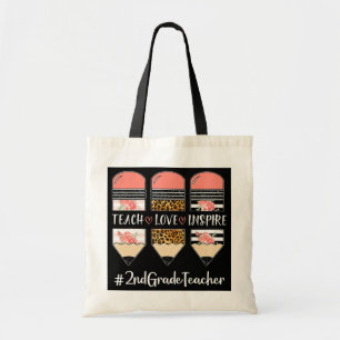 Teach Love Inspire 2ndGradeTeacher Pencil Teacher Tote Bag