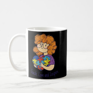 Teach Love Inspire Autism Awareness Teacher Heart  Coffee Mug