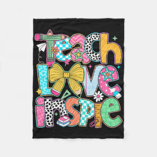 Teach Love Inspire Back To School Teacher Kids Boy Fleece Blanket