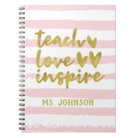 Teach Love Inspire | Blush Pink Grunge Stripes